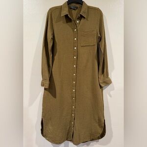 Catherine Malandrino Khaki Long Sleeve Shirt Dress Size Medium